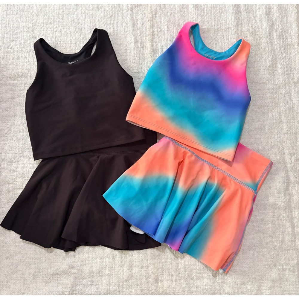 Old Navy Girls Powersoft Active Skort and Tank Sets 2-Pack Size S 6-7 Ombre Plum